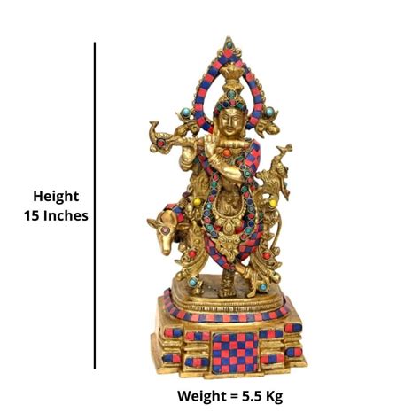 Brass Sarvapriya Krishna (H 15 Inches, Weight 5.5 Kg) - Punam Metalcrafts