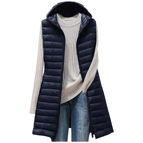 Elabch Womens Long Puffer Vest Cotton Sleeveless Puffy Jacket ...