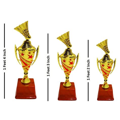 TM TM201 Badminton Sports Trophy (Set of 3 Trophies) – Sportswing.in