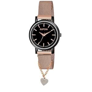 Buy KAPCHA Modern Rose Gold Watch & Bangle Set for Women |Chain Watch ...