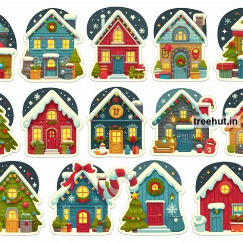 Free Printable Christmas Houses Stickers and 85 Decoration Ideas with ...