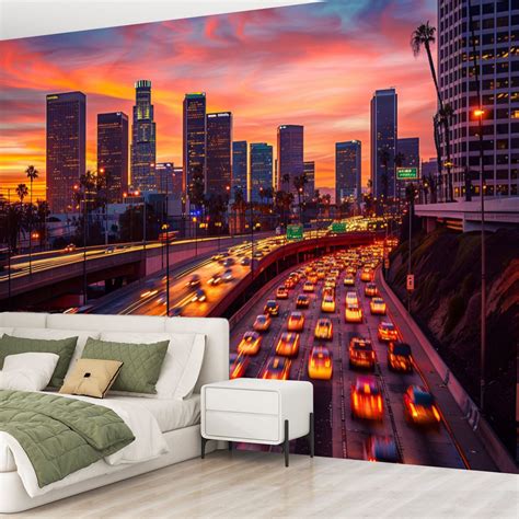 Latitude Run® Peel and Stick Canvas Wallpaper Wall Mural Busy traffic ...
