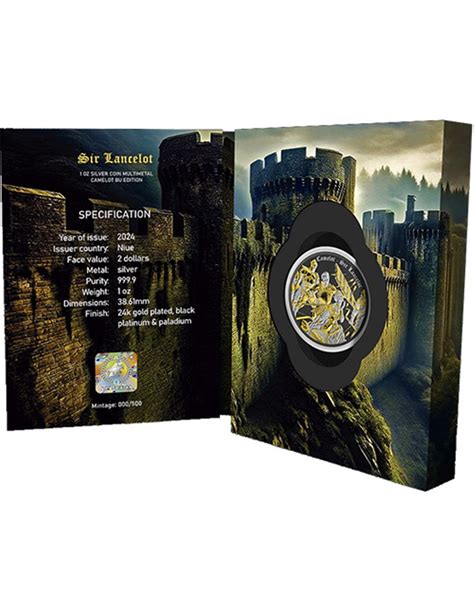 SIR LANCELOT CAMELOT MULTIMETAL 1 oz Silver Coin $2 Niue 2024