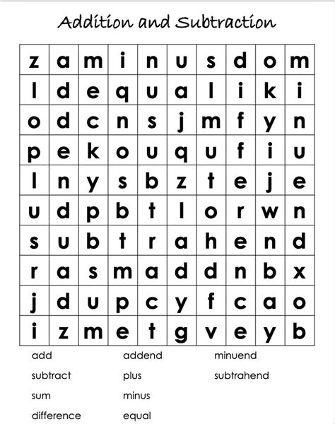 Math Word Search Puzzles, Fun Activities for Kids, Digital Download ...