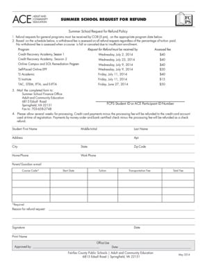 Fillable Online fcps Request for Refund Form - Fairfax County Public ...