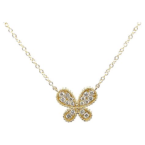 Diamond And 18k Yellow Gold Butterfly Necklace - Gem