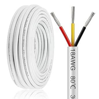 50FT 18 Gauge Wire 3 Conductor, 18AWG Electrical Wire, 18/3 Oxygen Free ...