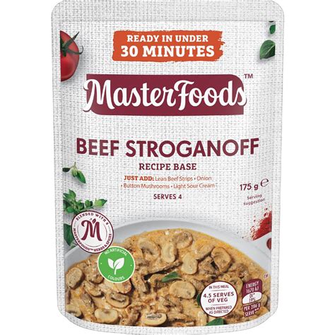 Calories in Masterfoods Recipe Base Beef Stroganoff calcount