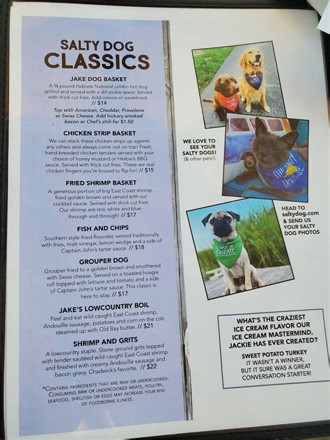 Menu at The Salty Dog Cafe, Hilton Head Island, 232 S Sea Pines Dr