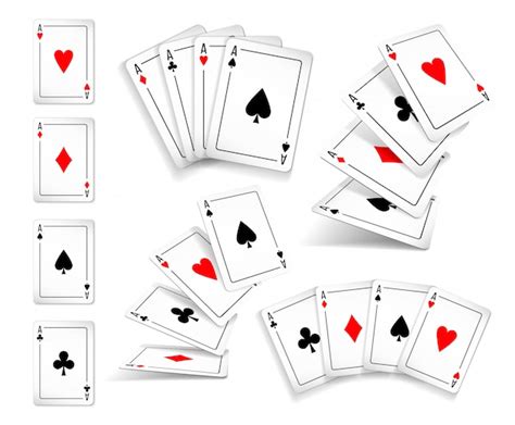 Several variants set of four aces deck of cards | Premium Vector