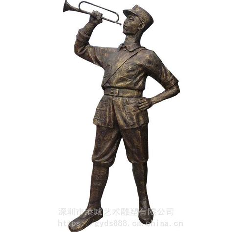 玻璃钢仿铜八路军吹冲锋号敬礼雕塑抗日战争主题广场公园雕像摆件-阿里巴巴