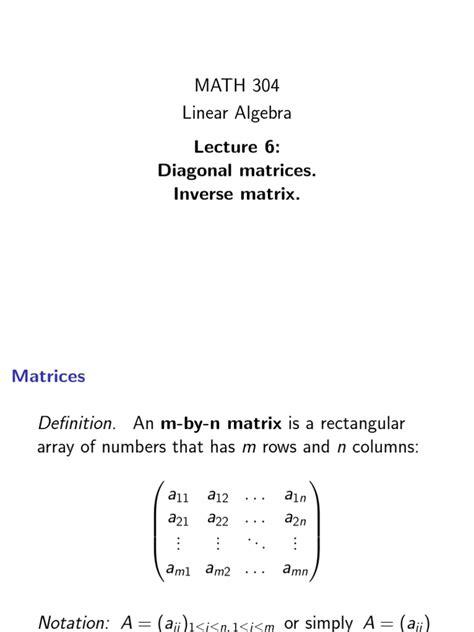 Diagonal Matrices, Inverse Matrix | PDF | Matrix (Mathematics) | Functions And Mappings