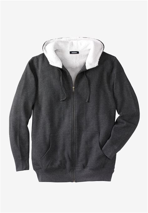 Sherpa-Lined Fleece Zip Hoodie | King Size