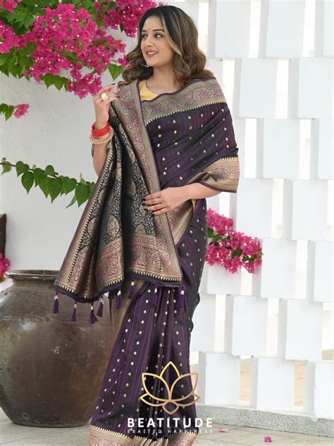 Purple Woven Banarasi Saree – Beatitude