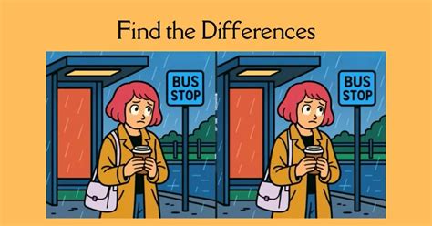 Spot 3 Differences in Girl Waiting at Bus Stop- Can You Find Them in 35 ...