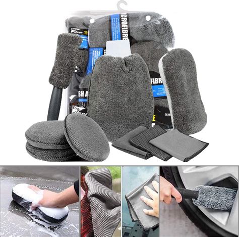 MIZAZBOX 9Pcs Car Wash Cleaning Kit, Car Cleaning Tools, Microfiber Car Detailing Cleaning Set ...