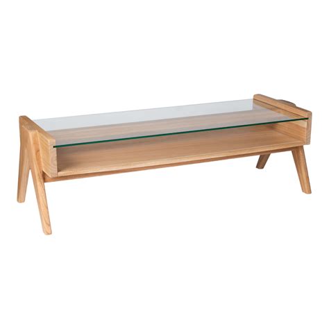 Shop Marek Solid Teak Wood Coffee Table Glass - Nismaaya Decor