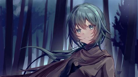 Download wallpaper 2048x1152 girl, glance, cloak, anime ultrawide ...
