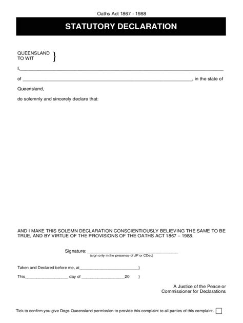 AU Dogs Queensland Statutory Declaration Form - Fill Online, Printable ...