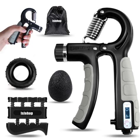 Islehop Hand Grip Strengthener Kit 5 Pack With Forearm Exerciser ...