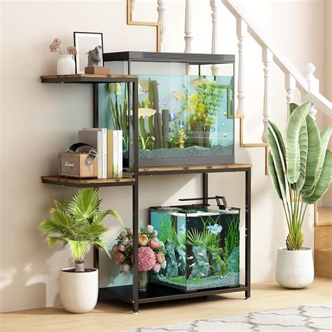 GILLAS 20-25 Gallon Fish Tank Stand, Metal Double Aquarium Stand with ...