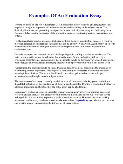 Examples of An Evaluation Essay | PDF | Libraries | Essays