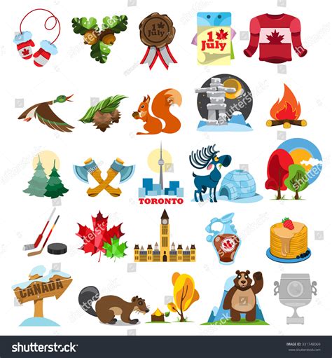 Canada Icons Canada Symbols Stock Vector 331748069 - Shutterstock