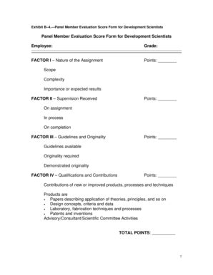 Panel Member Evaluation Score Form for Development Scientists - Blank ...