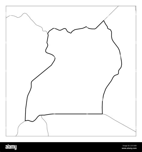 Map of Uganda black thick outline highlighted with neighbor countries Stock Vector Image & Art ...