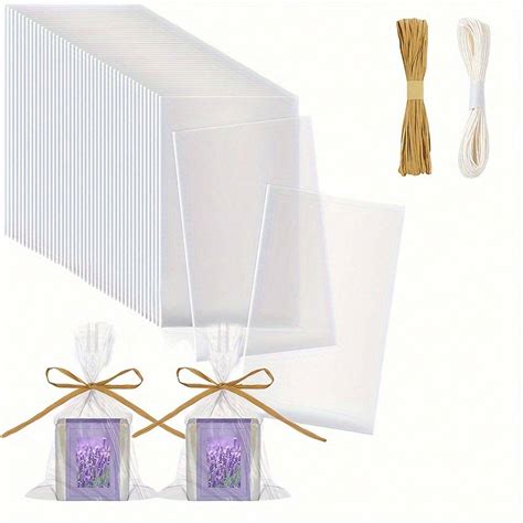 100 Pcs Soap Wrappers Transparent Cellophane Bags With Raffia Rope For ...
