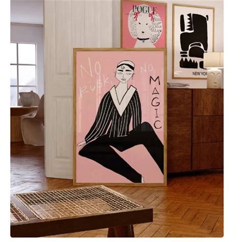 1pc Abstract People Fashion Wall Art, Pink Digital Art, Pink Wall Art ...