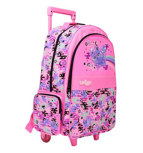 Smiggle Away Trolley Backpack with Light Up Wheels Pink, 3Y+