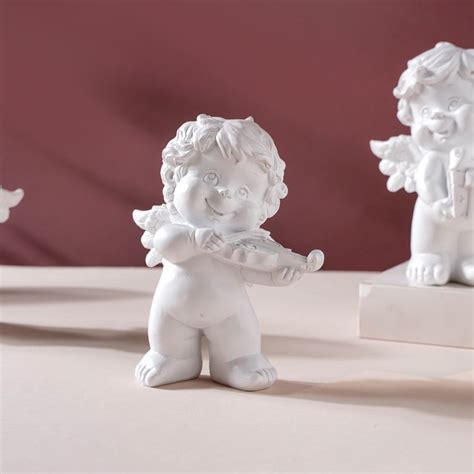 Baby Angel Resin Showpiece White Set Of 4
