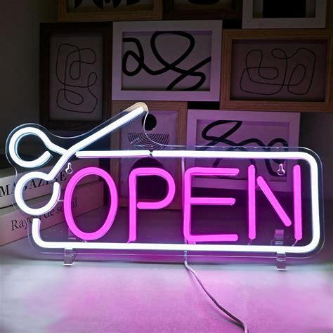 Amazon.com: Open Neon Sign Pink White LED Sign USB Powered Neon Light ...