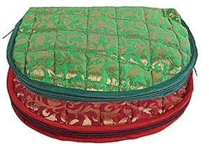 Buy Kuber Industries Cotton 2 Pieces Jewellery Kit (Green & Maroon ...