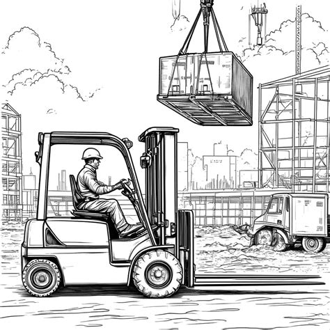 Forklift at construction site coloring page Lulu Pages