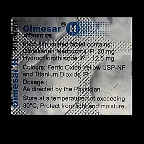 OLMESAR H 20MG TABLET 15'S Price, Uses, Side Effects & Substitutes ...