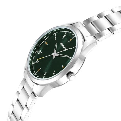 Buy Online Sonata Force Quartz Analog Green Dial Stainless Steel Strap ...