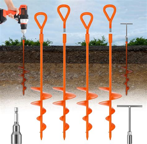 Amazon.com : 15 Inch Ground Anchors Screw in, 6 Pack Heavy Duty Earth Anchors with T Handle Hex ...
