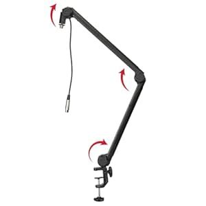 Gator Frameworks Deluxe Desk-Mounted Broadcast Microphone Boom Stand ...