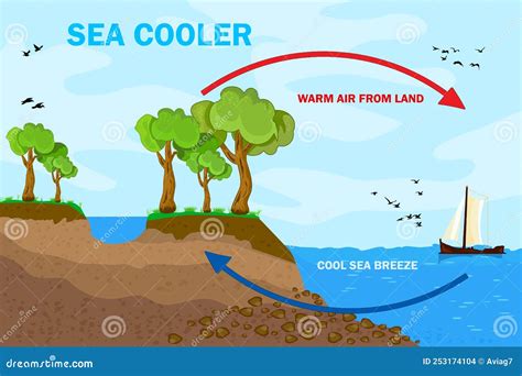 Science Poster Design for Sea and Land Breeze. Shore Wind Scheme. Stock ...
