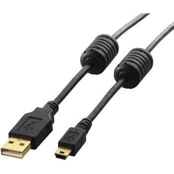 U2C-MF50BK USBケーブル miniB-A フェライトコア ブラック エレコム シールド2重 転送速度480Mbps ケーブル長5. ...