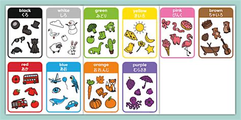 Let's Name the Colours Bilingual Japanese/English Flashcards