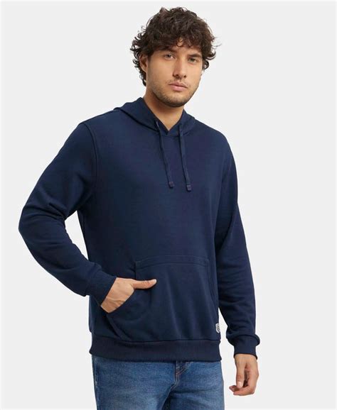 Buy Super Combed Cotton Rich French Terry Hoodie Sweatshirt with Ribbed ...