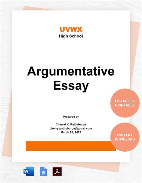 Argumentative Essay Outline Template in Word, PDF, Google Docs ...