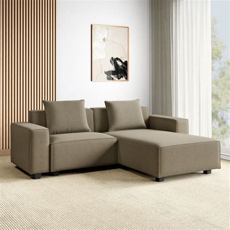 Buy Helios Brigade Fabric 2-Seater Sofa with Interchangeable Chaise and ...