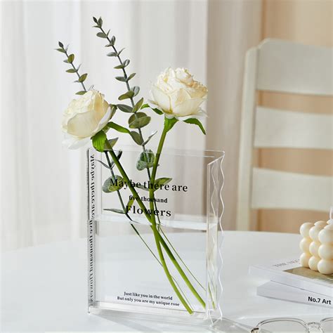 Book Vase, Acrylic Book Vase for Flowers, Book Flower Vase Clear, A ...