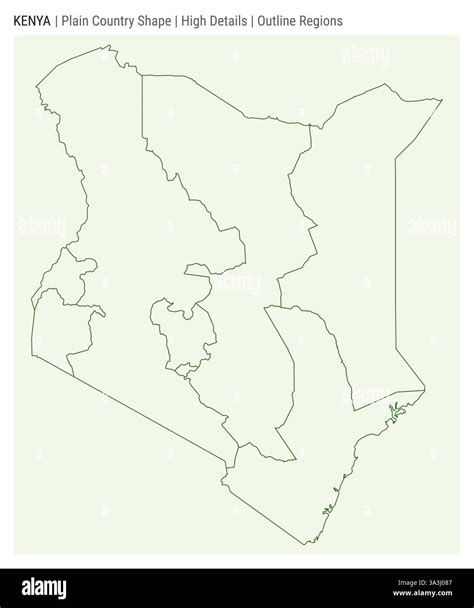 Kenya plain country map. High details. Outline regions style. Shape of Kenya. Vector ...