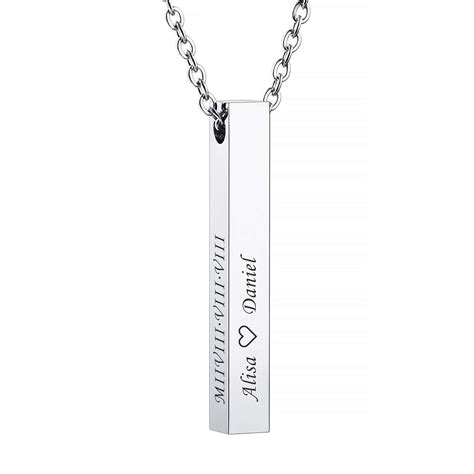 Buy MeMeDIY Personalized 3D Vertical Cuboid Bar Pendant Necklace ...