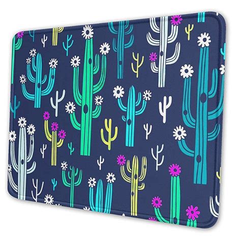 Small Raincoat Gaming Mouse Pad Cute Blooming Vector Cactuses ...